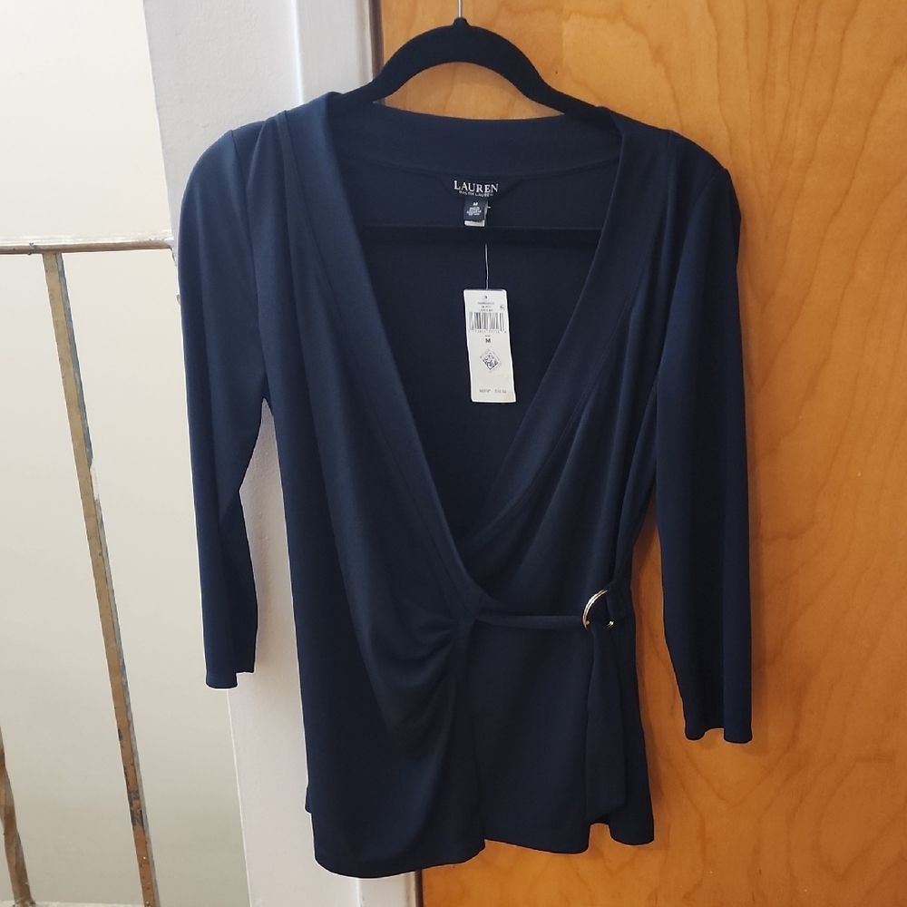 Ralph Lauren Deep Blue Wrap Blouse